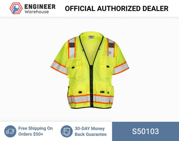 ML Kishigo Surveyor Vests Professional Surveyors Vest - Class 3 - 3XLarge - Lime - S50103