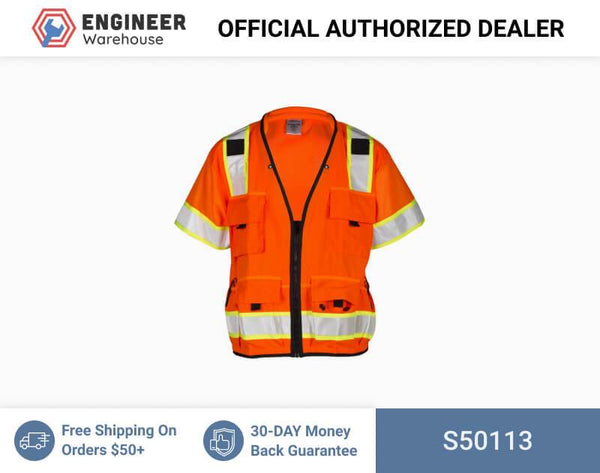 ML Kishigo Surveyor Vests Professional Surveyors Vest - Class 3 - 3XLarge - Orange - S50113