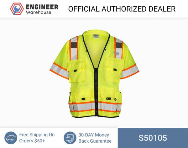 ML Kishigo Surveyor Vests Professional Surveyors Vest - Class 3 - 5XLarge - Lime - S50105