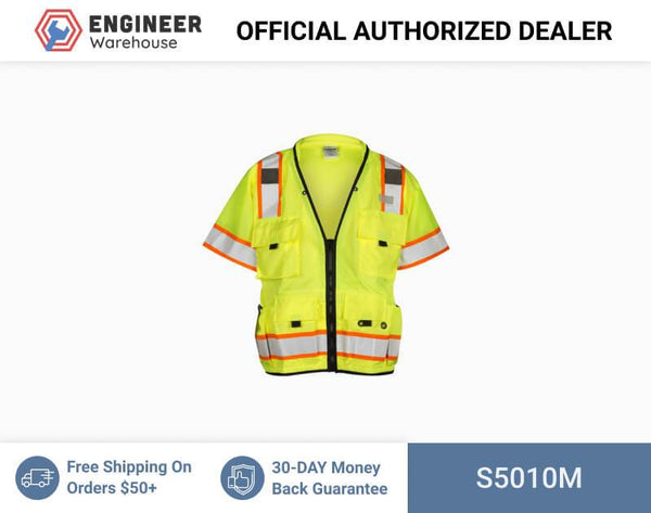 ML Kishigo Surveyor Vests Professional Surveyors Vest - Class 3 - Medium - Lime - S5010M