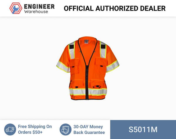 ML Kishigo Surveyor Vests Professional Surveyors Vest - Class 3 - Medium - Orange - S5011M
