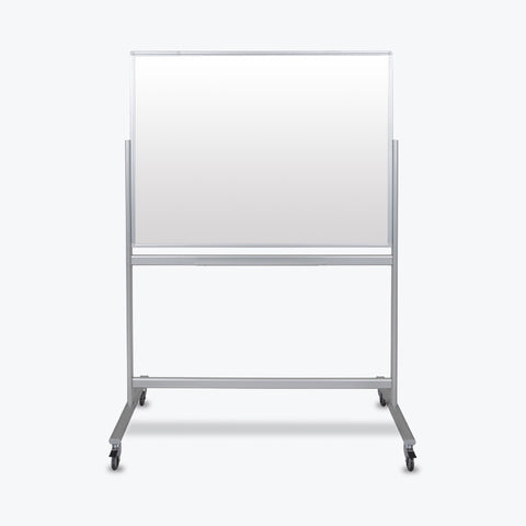 Luxor 48" x 36" Double-Sided Mobile Magnetic Glass Marker Board 51"W x 24"D x 72"H (White) - MMGB4836