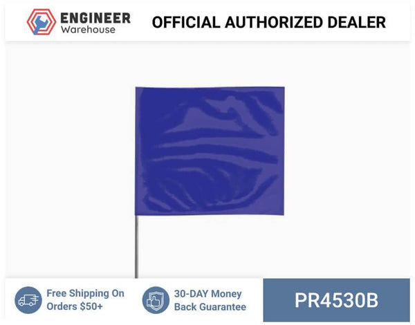 Presco 4" x 5" Marking Flag with 30" Wire Staff (Blue) - Pack of 1000 - 4530B