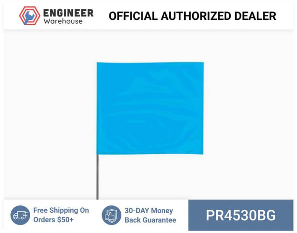 Presco 4" x 5" Marking Flag with 30" Wire Staff ( Blue Glo) - Pack of 1000 - 4530BG