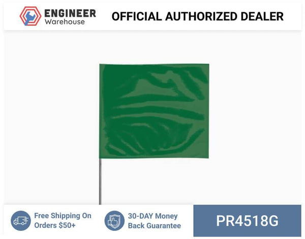Presco 4" x 5" Marking Flag with 18" Wire Staff (Green) - Pack of 1000 - 4518G
