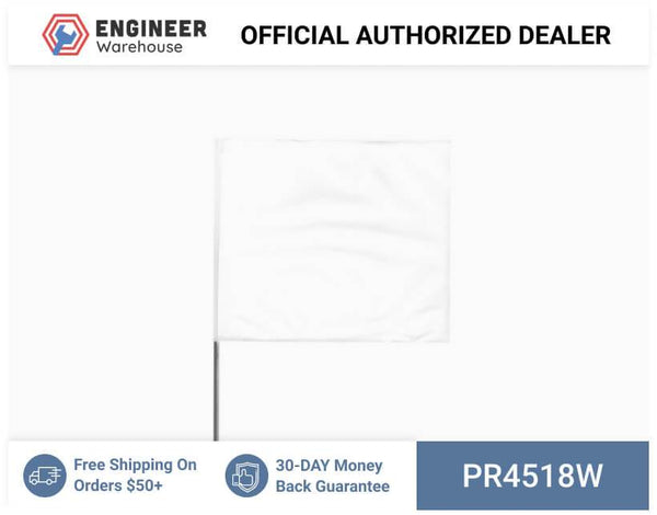 Presco 4" x 5" Marking Flag with 18" Wire Staff (White) - Pack of 1000 - 4518W