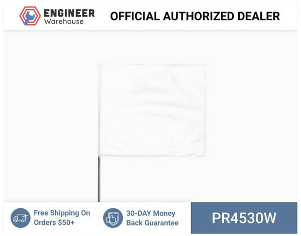 Presco 4" x 5" Marking Flag with 30" Wire Staff (White) - Pack of 1000 - 4530W