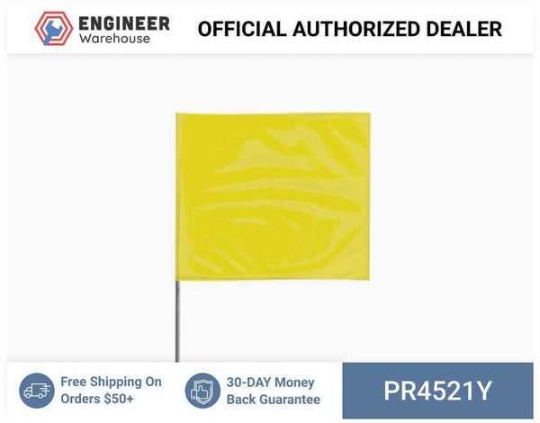 Presco 4" x 5" Marking Flag with 21" Wire Staff (Yellow) - Pack of 1000 -4521Y