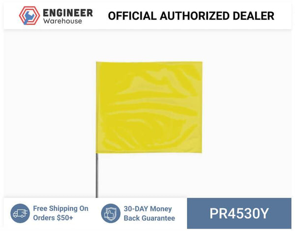 Presco 4" x 5" Marking Flag with 30" Wire Staff (Yellow) - Pack of 1000 - 4530Y