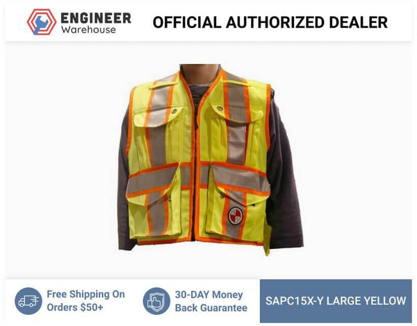 Safety Apparel Party Chief Survey Vest Class 2 Large (Yellow) - PC15X-Y LARGE YELLOW