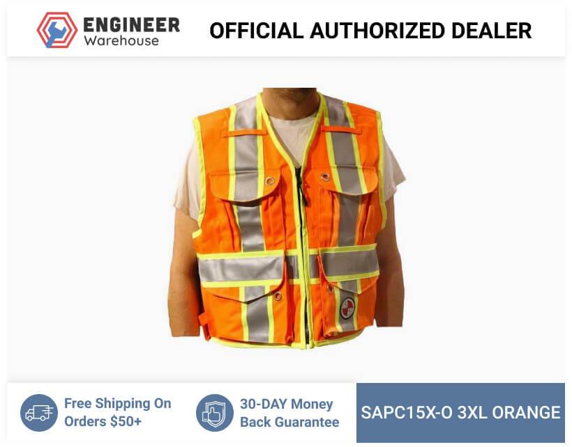 Buy Safety Apparel Party Chief Survey Vest Class Large (Orange) PC15XO LARGE ORANGE