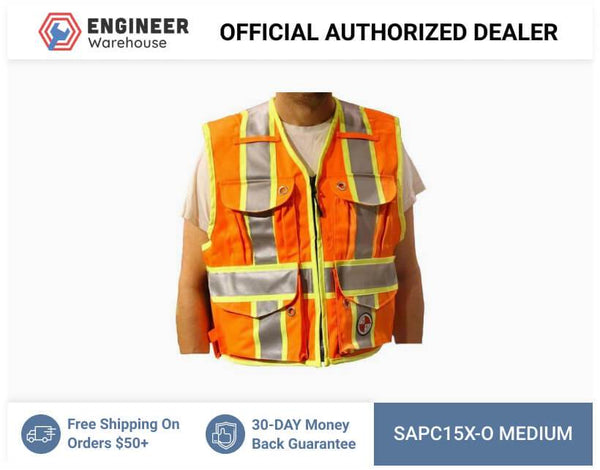 Safety Apparel Party Chief Survey Vest Class Medium (Orange) - PC15X-O MED ORANGE