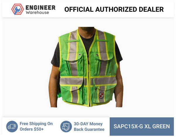 Safety Apparel Party Chief Survey Vest Class XL (Green) - PC15X-G XL GREEN