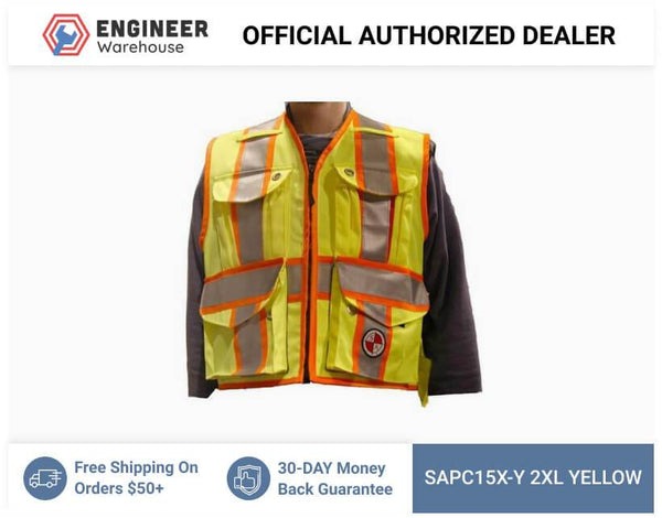 Safety Apparel Party Chief Survey Vest Class 2XL (Yellow) - PC15X-Y 2XL YELLOW