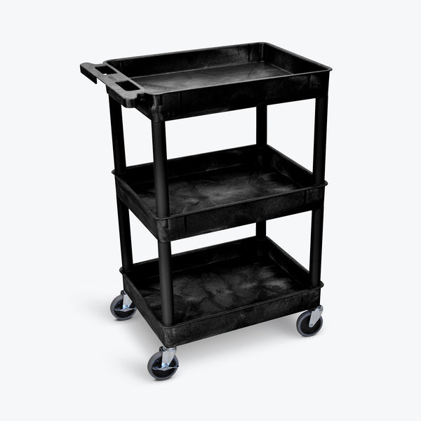 Luxor 3-Tub Shelf Cart 24"W x 18"D x 36.5"H (Black) - STC111-B