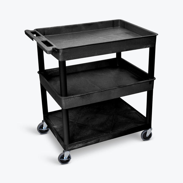 Luxor 32" x 24" 3-Shelf Large Tub Cart (Black) - TC112-B