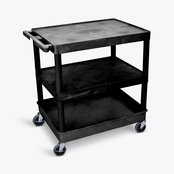 Luxor 32" x 24" 3-Shelf Large Tub Cart (Black) - TC221-B