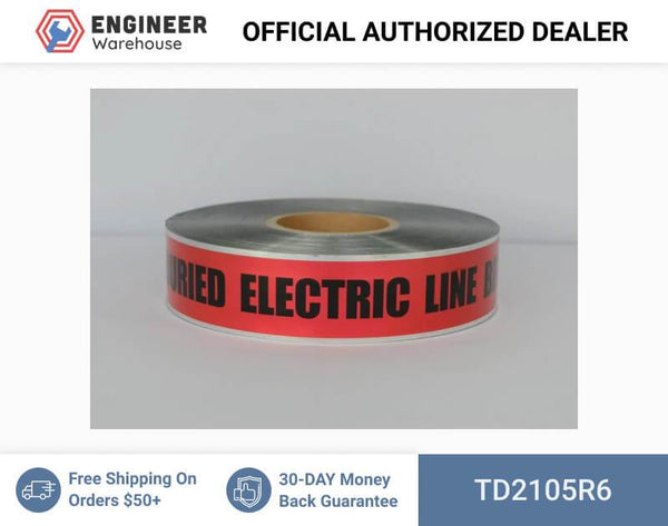 Trinity Tape Detectable Tape - Caution Buried Electric Line Below (red) - Red - 5 Mil - 2" x 1000' - D2105R6