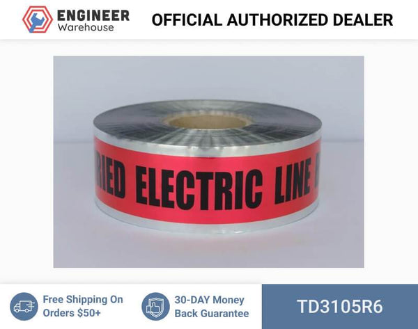 Trinity Tape Detectable Tape - Caution Buried Electric Line Below (red) - Red - 5 Mil - 3" x 1000' - D3105R6