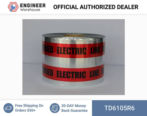 Trinity Tape Detectable Tape - Caution Buried Electric Line Below (red) - Red - 5 Mil - 6" x 1000' - D6105R6