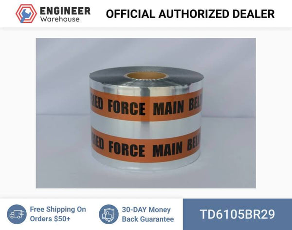 Trinity Tape Detectable Tape - Caution Buried Force Main Line Below - Brown - 5 Mil - 6" X 1000' - D6105BR29