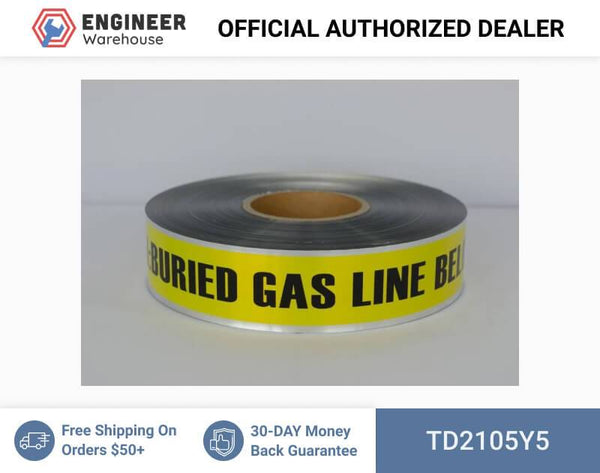 Trinity Tape Detectable Tape - Caution Buried Gas Line Below - Yellow - 5 Mil - 2" x 1000' - D2105Y5