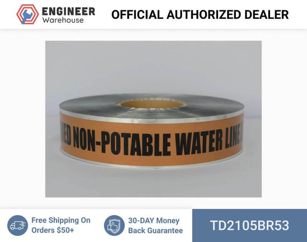 Trinity Tape Detectable Tape - Caution Buried Non-Potable Water Line Below - Brown - 5 Mil - 2" x 1000' - D2105BR53