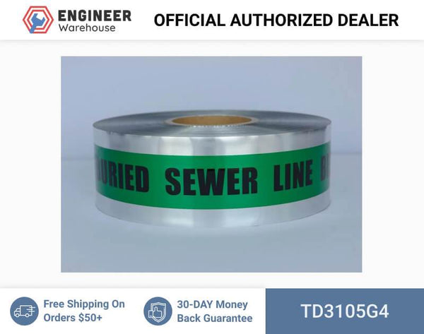 Trinity Tape Detectable Tape - Caution Buried Sewer Line Below - Green - 5 Mil - 3" x 1000' - D3105G4