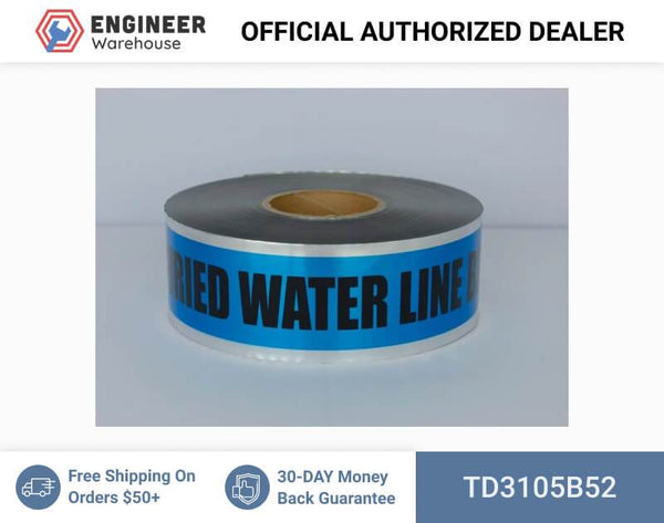 Trinity Tape Detectable Tape - Caution Buried Water Line Below - Blue - 5 Mil - 3" x 1000' - D3105B52