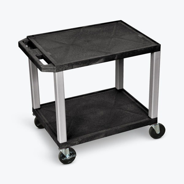 Luxor 26" 2-Shelf Tuffy AV Cart with Electric Assembly, Nickel Legs (Black Shelves) - WT26E-N