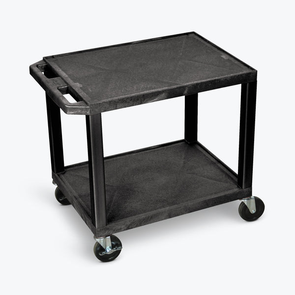 Luxor 26" 2-Shelf Tuffy AV Cart with Electric Assembly, Black Legs (Black Shelves) - WT26E