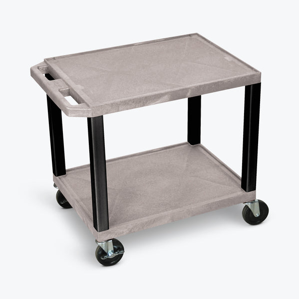 Luxor 26" 2-Shelf Tuffy AV Cart with Electric Assembly, Black Legs (Gray Shelves) - WT26GYE-B