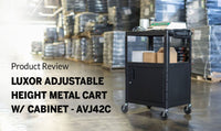 Luxor Adjustable Height Metal Cart w/ Cabinet (Black) - AVJ42C Review