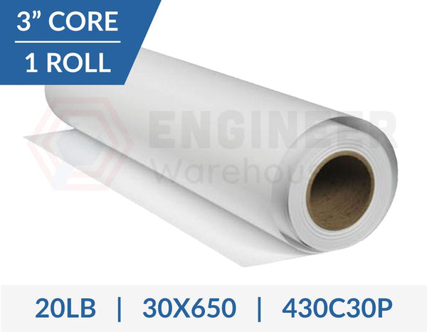 Dietzgen 30" x 650' 430 20LB Engineering Bond Paper - 1 Roll per Carton - 430C30P