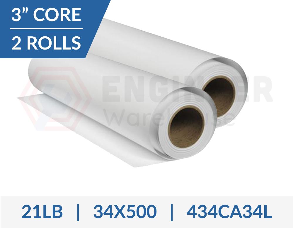 Dietzgen 34" x 500' 434 21lb Fiberlock Premium Bond Paper - 2 Rolls per Carton - 434CA34L