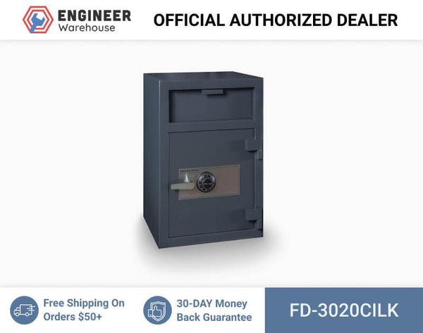Hollon Safe 30" x 20" x 20" Depository Safe w/ Inner Locking Compartment (Gray) - FD-3020CILK