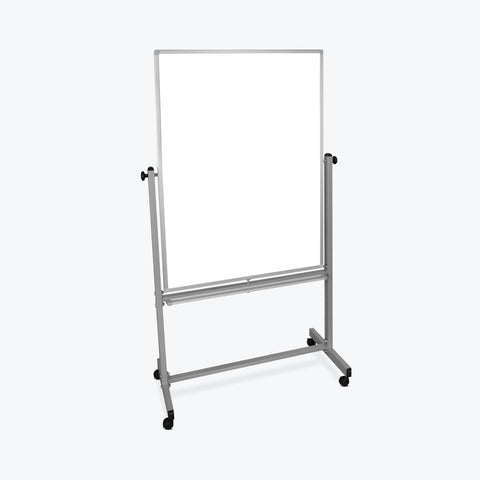 Luxor 36"W x 48"H Silver/White Double-Sided Magnetic Whiteboard - MB3648WW