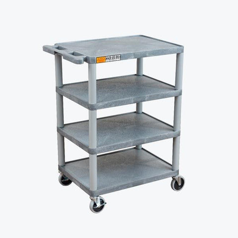 Luxor Four Flat Shelf Gray Utility Cart - BC45-G