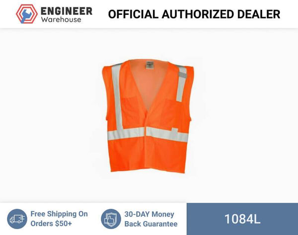 ML Kishigo Class 2 4-Pocket Hook & Loop Mesh Vest Large (Orange) - 1084L