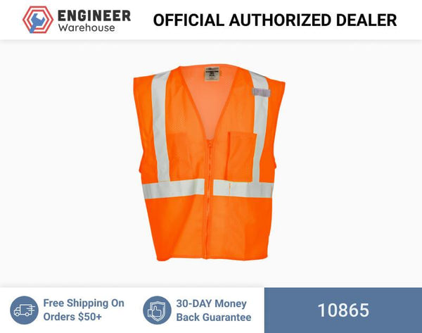 ML Kishigo Class 2 3-Pocket Zipper Mesh Vest 5XLarge (Orange) - 10865