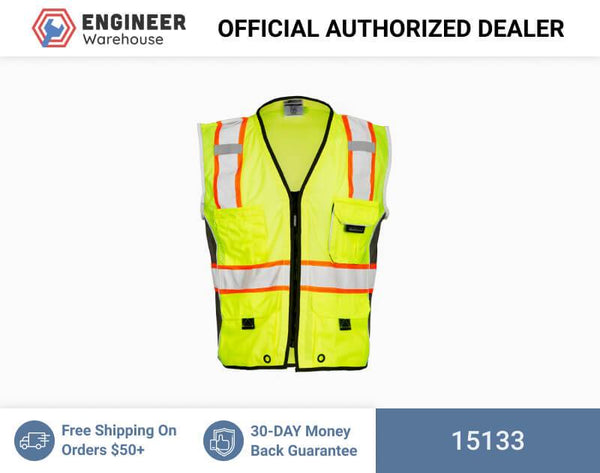 ML Kishigo Premium Black Series Class 2 Heavy-Duty Vest 3XLarge (Lime) - 15133