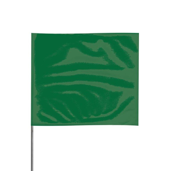 Presco 4" x 5" Marking Flag with 18" Wire Staff (Green) - Pack of 1000 - 4518G