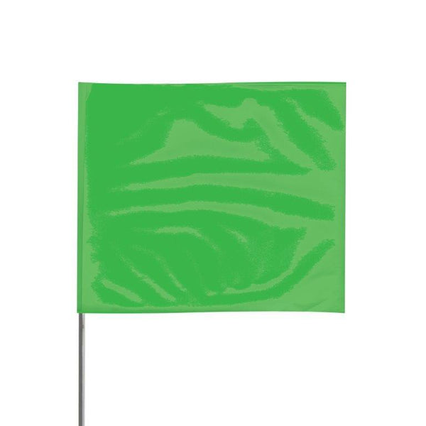 Presco 4" x 5" Marking Flag with 24" Wire Staff (Green Glo) - Pack of 1000 - 4524GG