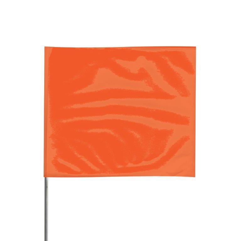 Presco 4" x 5" Marking Flag with 18" Wire Staff (Orange Glo) - Pack of 1000 - 4518OG