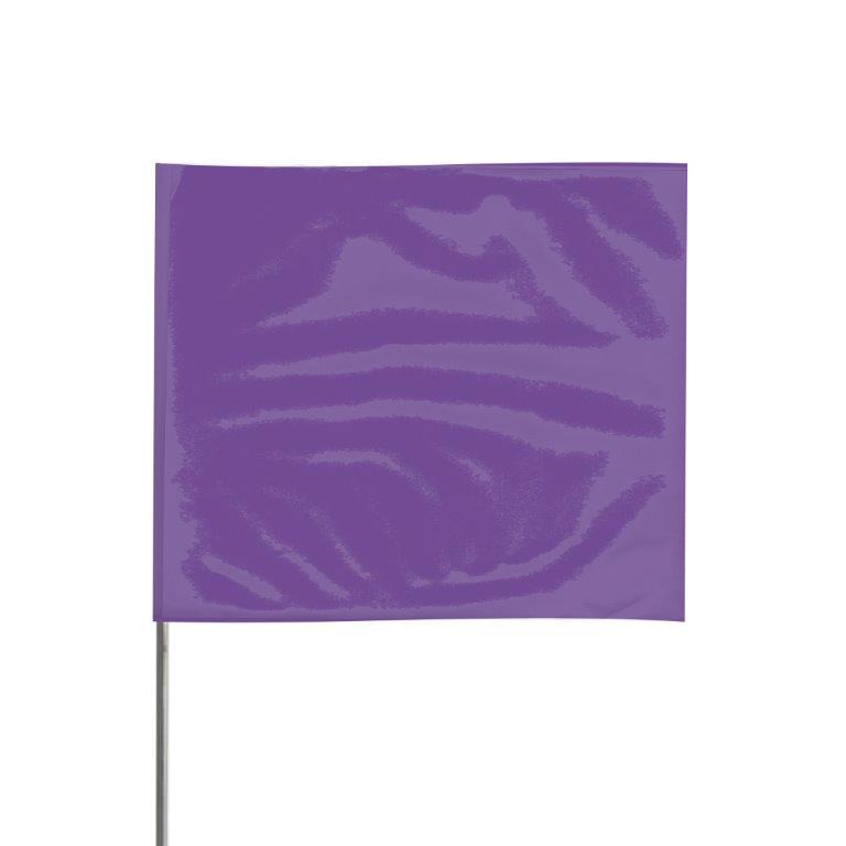 Presco 4" x 5" Marking Flag with 24" Wire Staff (Purple) - Pack of 1000 - 4524PP