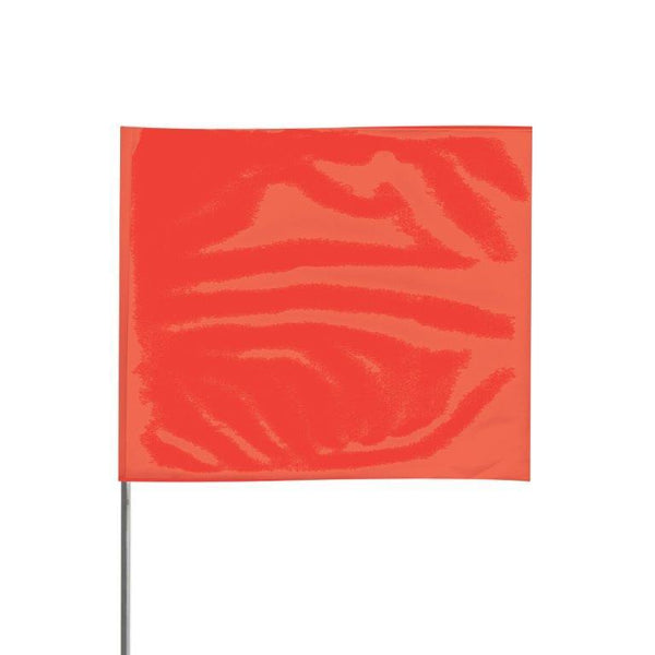Presco 4" x 5" Marking Flag with 18" Wire Staff (Red Glo) - Pack of 1000 - 4518RG