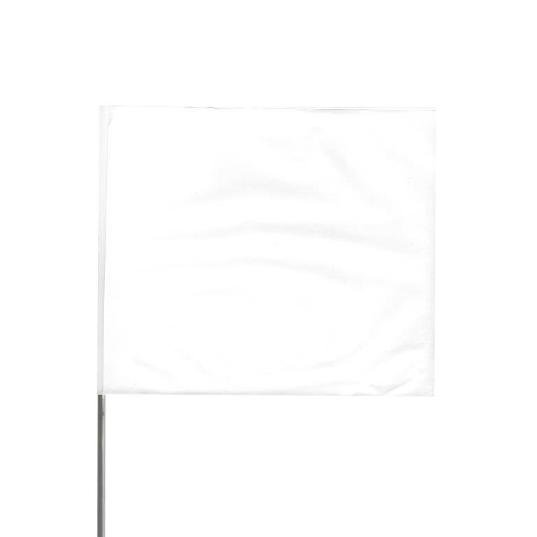 Presco 4" x 5" Marking Flag with 18" Wire Staff (White) - Pack of 1000 - 4518W
