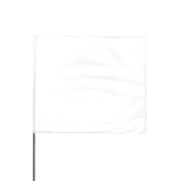 Presco 4" x 5" Marking Flag with 18" Wire Staff (White) - Pack of 1000 - 4518W
