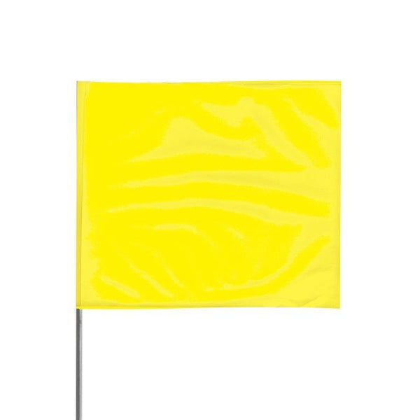 Presco 4" x 5" Marking Flag with 18" Wire Staff (Yellow Glo) - Pack of 1000 - 4518YG