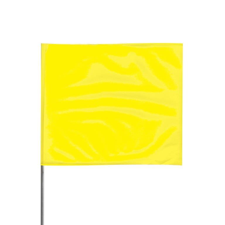 Presco 4" x 5" Marking Flag with 21" Wire Staff (Yellow Glo) - Pack of 1000 - 4521YG